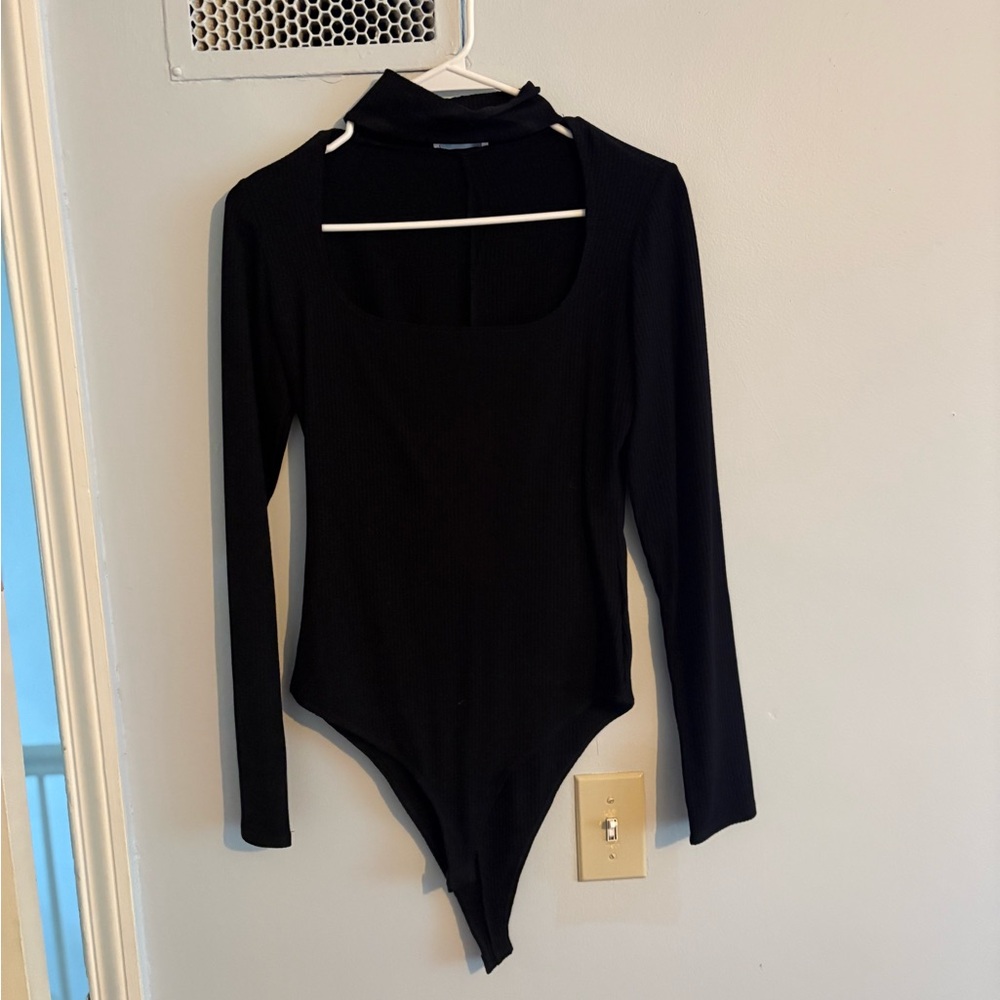 Reformation Black Ribbed Bodysuit